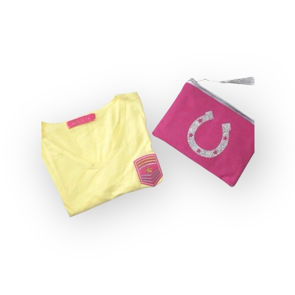 new me.n.u ☺︎︎ Star Stripe Patch T Shirt ☺︎︎ Sun Yellow ☺︎ Girl Small ☺︎ 5 6 6X - Picture 12 of 16